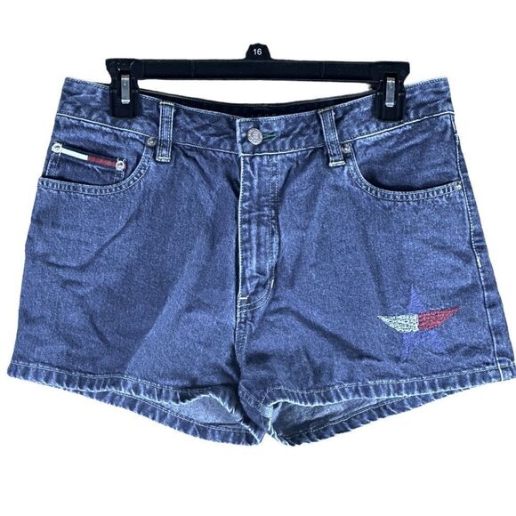 Tommy Hilfiger Red White and Blue Holiday Star Embroidered Denim Shorts Size 9 - Picture 1 of 12
